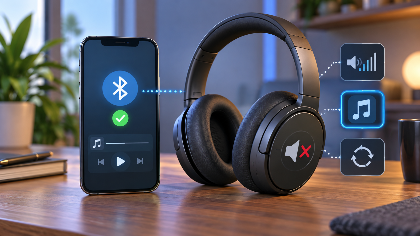 Bluetooth接続済みだが音が出ないヘッドホンの概念画像