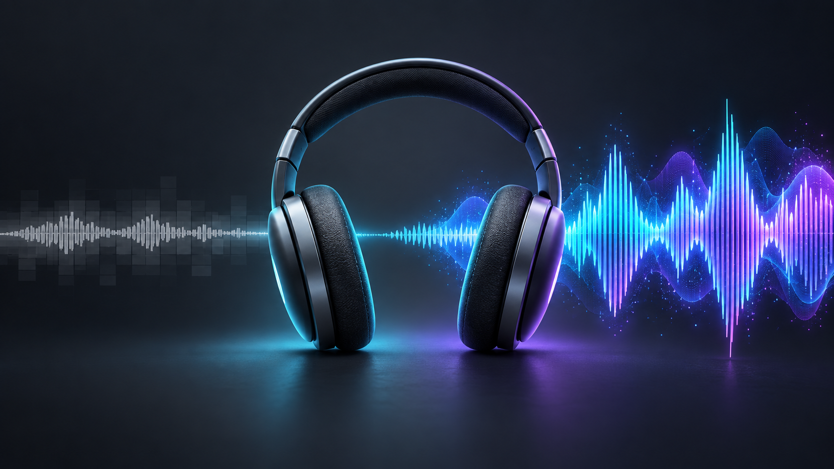 圧縮音源の波形が豊かになる様子を表現した概念画像